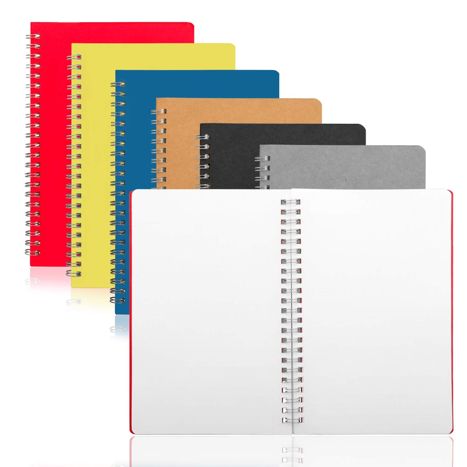 spiral bound notebook with colored pages